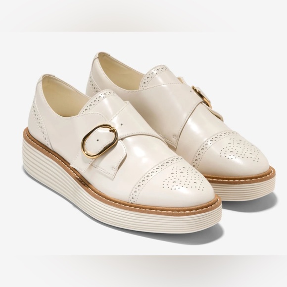 Cole Haan | Women's ØriginalGrand Platform Monk Strap Oxfords Ivory Sz 7.5 - Picture 1 of 8